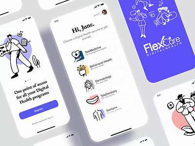 FlexCare Digital Health App Animation app design digital health health healthcare technology healthtech interaction design mobile app telehealth ui ux