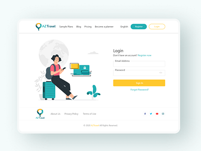 AZTravel Login Page design illustration login login page login screen responsive responsive design responsive web design responsive website responsive website design ui ui ux ui design uidesign uiux ux ux design web website website design