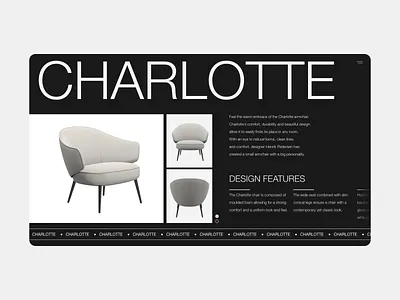 Furniture Product Page - Desktop adobe xd charlotte dark design desktop digital furniture helvetica minimalist product typography ui ux web