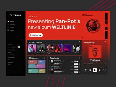 Tidal Remake app app design desktop redesign remake spotify tidal ux