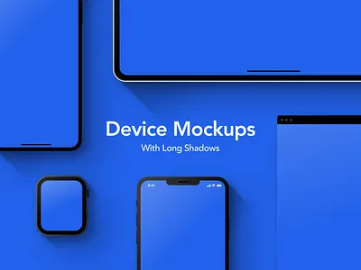 Device Mockups With Long Shadows (Free Resource) apple apple watch devices display figma free ipad iphone long shadows mockups portfolio resource shadows template