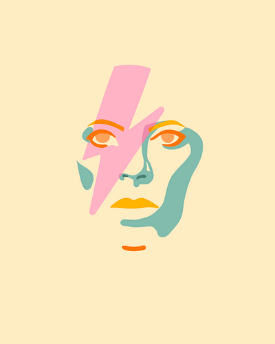 Bowie bowie colorful digital artist digitalart face flat illustration illustration minimal portrait procreate procreate app