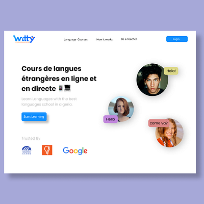 Witty School learning languages branding elearning languages learning minimal people school simple user interface website