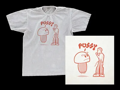 Pu**y illustration and t-shirt album bounce boy branding cute design drawing fun illustration logo minimal mobile mushroom pussy pussycat tee tee design tees tshirt tshirts