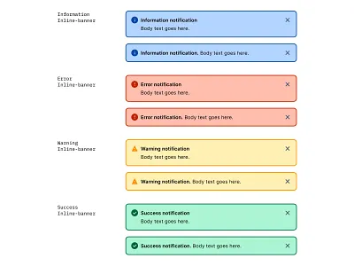 UI library: Inline-banners banner banner notification design system design systems information banner inline banner notification ui uidesign uxui warning banner