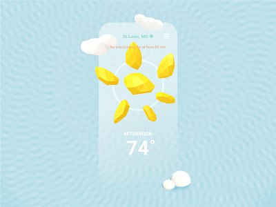 ☀️ Weather App screen 2d 3d application c4d cinema4d design icon illustration iphone app low poly mobile simple sun sunny ui vector weather weather app weather icon