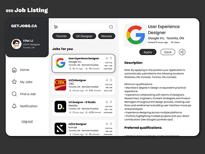 050 Job Listing daily ui dailyui job board job listing ui uichallenge
