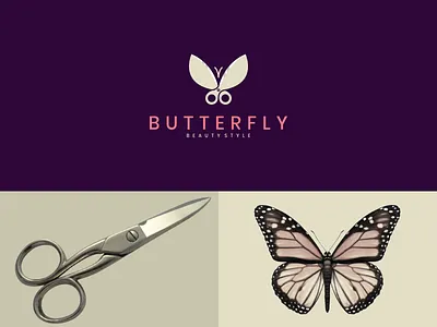 butterfly beauty brand branding butterfly clean combination logo company design dualmeaning fashion forsale graphicdesigns hair illustration logo logodesign modern rendycemix style vector