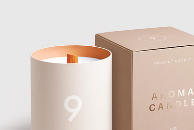 Candle Glass Package Mockup Set box design branding label packaging product package