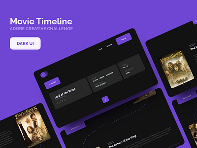 Movie Timeline adobe xd concept design creative challenge dark theme ui dark ui webdesign