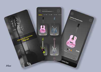 Guitar product app bali design guitar mobile music product ui ux vector