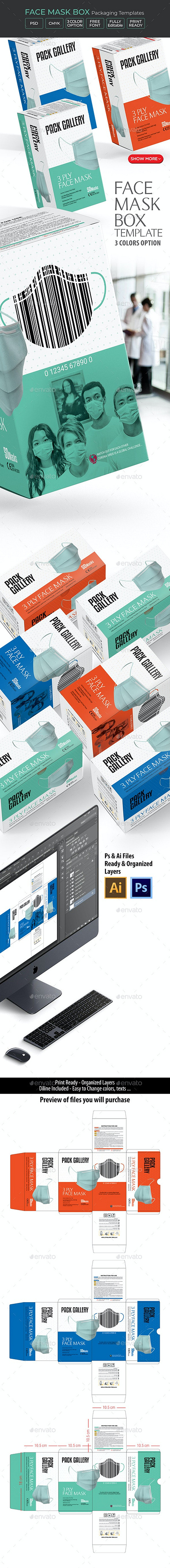 Face Mask Box Templates box design branding label packaging product package