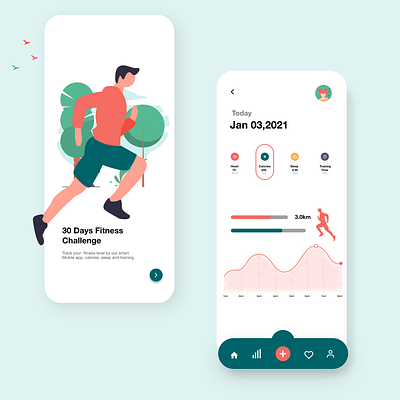 Fitness Challenge App concept fitness app illustration running app ui workout