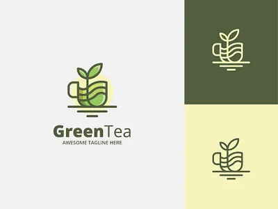 Green Tea Logo beverage cup drink green green tea greens logo logo template logodesign tea tea logo tea shop