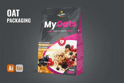 Oatmeal Packaging box design branding label packaging product package