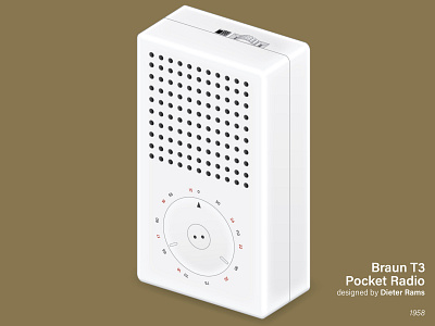 Dieter Rams Braun T3 Pocket Radio art direction braun design dieter dieter rams dieterrams illustration industrial design isometric isometric illustration nittygritty pocket radio product design radio radiohead