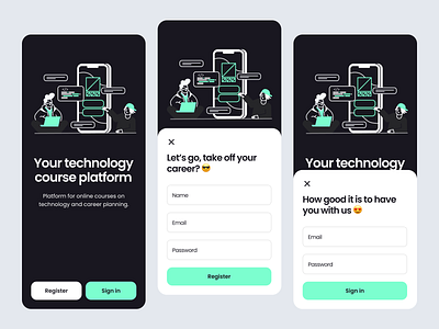 Registr and Sign in screens app dailyui design illustration ui