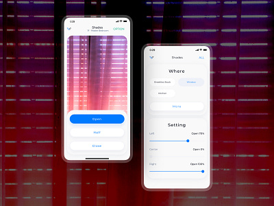 Smart Shades Control UI app clean design interface mobile shades sketch smarthome ui ux