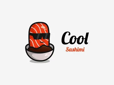 Cool Sashimi branding colorful cool cute design illustration japanese food modern orange sashimi simple soy sauce unique logo vector