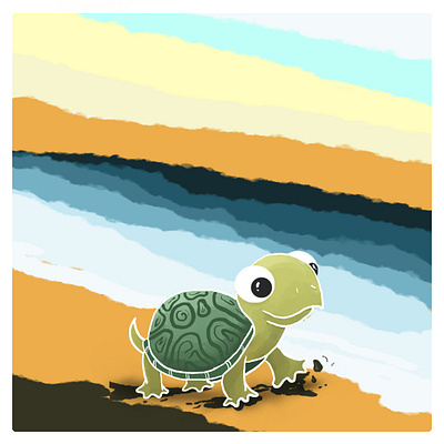 Take it slow bud. artwork beach design doodle illustration landscape turtle