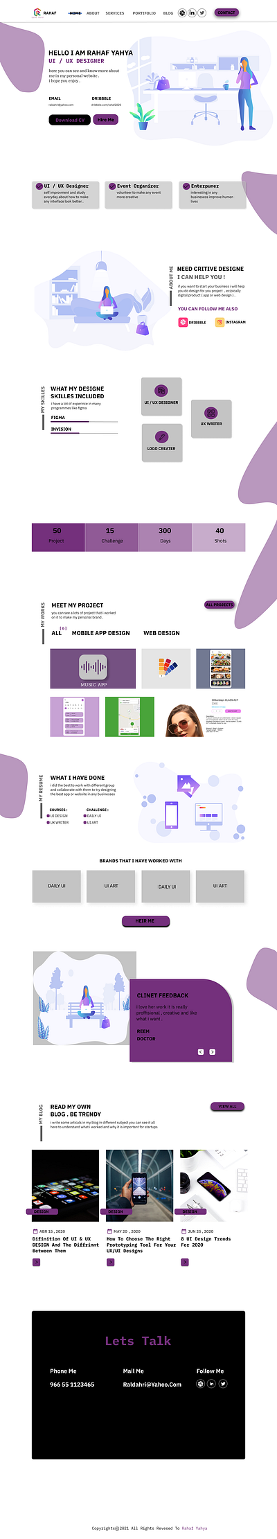 Personal website design ui ux web