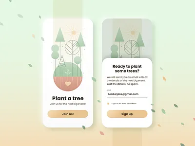 #001 - Sign Up adobe dailyui dailyui001 dailyuichallenge event forms gradients illustration illustrator mobile mobile ui modal screen signup tree ui uidesign vectorillustration volunteer