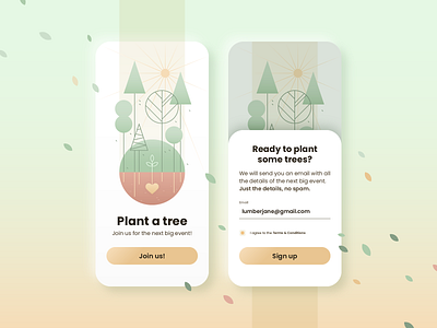 #001 - Sign Up adobe dailyui dailyui001 dailyuichallenge event forms gradients illustration illustrator mobile mobile ui modal screen signup tree ui uidesign vectorillustration volunteer