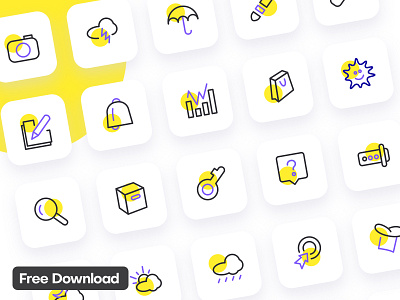 Free Line Icons Set-V1 - imhassanali - the2px app clean color freebie freedownload freeresources illustration imhassanali instagram line icons minimal mobile app modern purple ui ux yellow