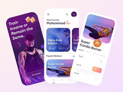 Men's Workout App 💪 app app design bodybuilding cardio design fitness fitness app fitness center gym gym app home workout ios ios app minimal ui ui design uidesign uiux workout workout app