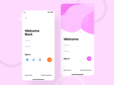 Sign in App - Pink theme app login signin ui