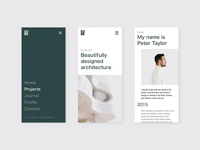 Cube Studio – Web Concept architect architecture green minimal minimalism mobile studio ui web