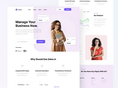 Sales.in - Landing Page clean finance fintech landing page money saas landing page saas website sales trendy design ui uidesign ux uxdesign web website