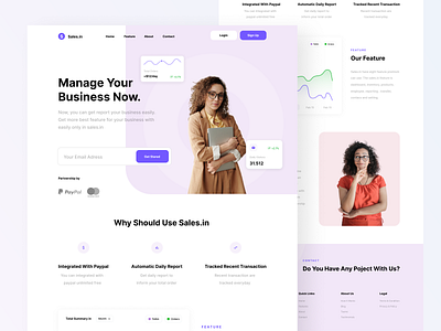 Sales.in - Landing Page clean finance fintech landing page money saas landing page saas website sales trendy design ui uidesign ux uxdesign web website