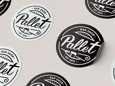 Stickers for bar "Pallet" branding design flat logo typography vector