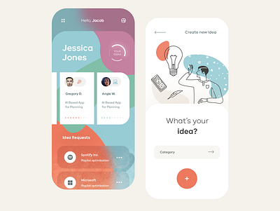 Ideas Sharing Mobile App app clean design flat illustration ios mobile ui ux