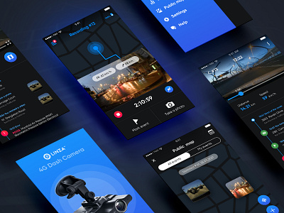 Linza Dash Cam app app design flat minimal ui ux