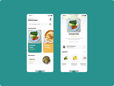 Food Recipe app app design typography ui ux