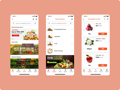 VFruits app UX Case study app design icon illustration logo typography ui ux