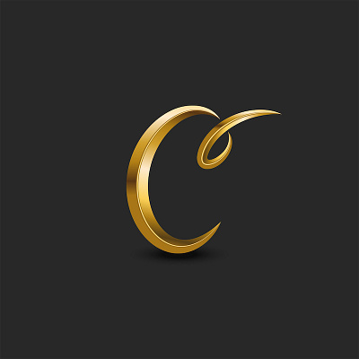 Letter C logo monogram c letter c logo c mark c monogram curl gold golden golden logo logo design metallic logo monogram monogram design monogram logo script font typography typography art vector