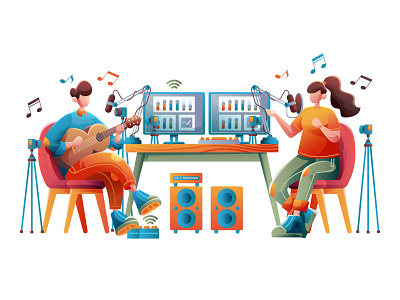 MUSIC PODCAST illustration music podcast vector