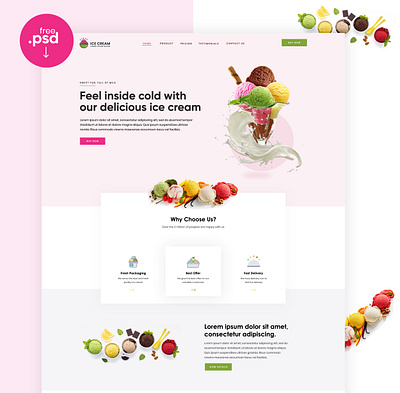 Ice Cream Landing Page Design landing design landing page landing page concept