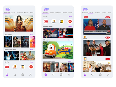 OTT Minimal Design Concept airtel design hbogo hotstar livetv mobile ui netflix ott video app ui video ondemand vod