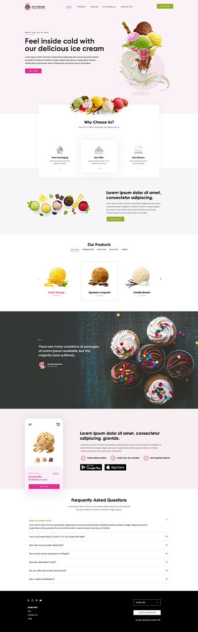 Ice Cream Landing Page Design landing page landing page concept landing page ui landing pages