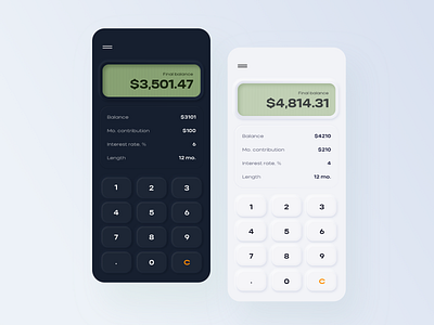 Calculator App Design app calculator app calculator ui dark neomorphism scoreboard screen ui user interface ux web white