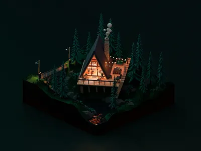 Mountain Cottage / Square segment 3D 3d 3dcottage 3dmodeling 3drender blender3d