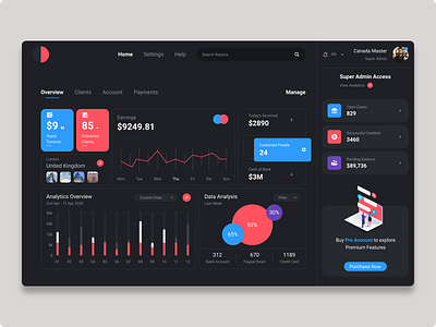 Dark Mode Dashboard UI design icon typography ui ux vector