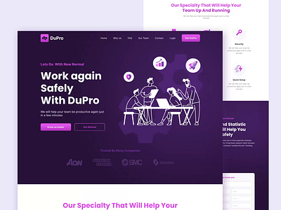 DuPro 🍺 \ Coworking Space Landing Exploration animation coworking coworking space design landing landing page landing page ui landingpage new normal office purple ui ui design uidesign violet web design webdesign website website design work