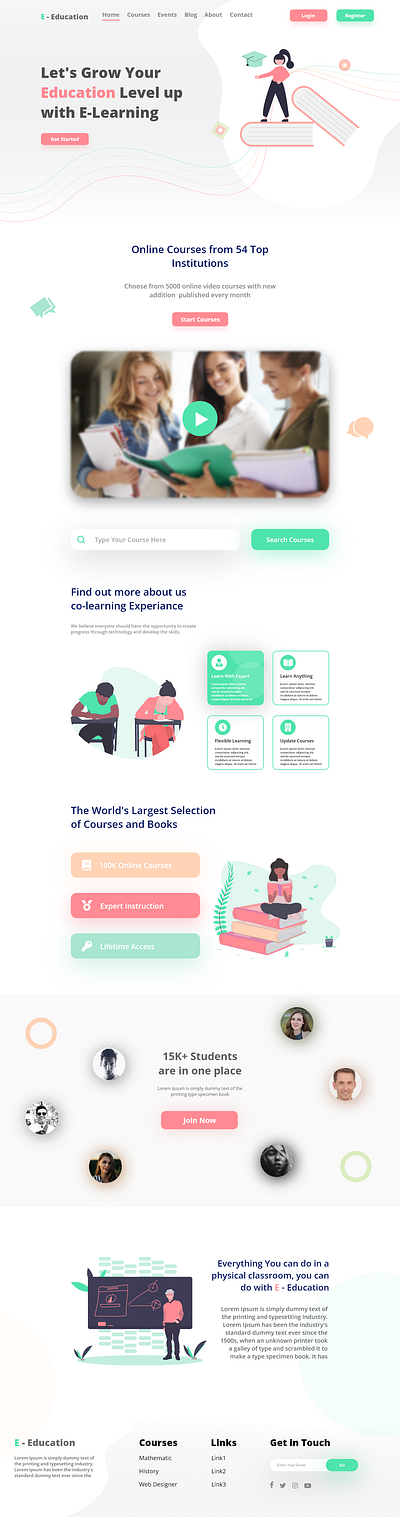 education web design branding design illustration illustrator landing page minimal ui ux vector web webdesign