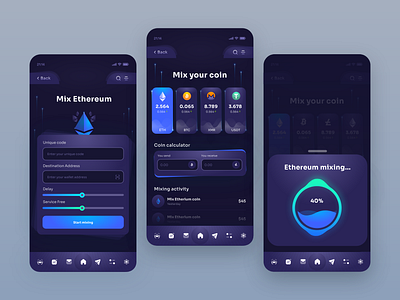 mixoin - Cryptocurrency Mixer bitcoin creabik creabik design crypto mixer crypto trading crypto wallet cryptocurrency cryptocurrency mixer cryptocurrency mixer dark dark app ethereum mixer monero