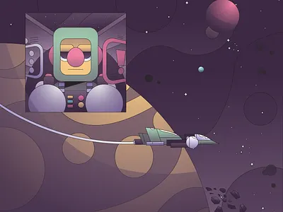 Escapade abstract character flat gradient illustration illustrator minimal planet rocket simple space space ship